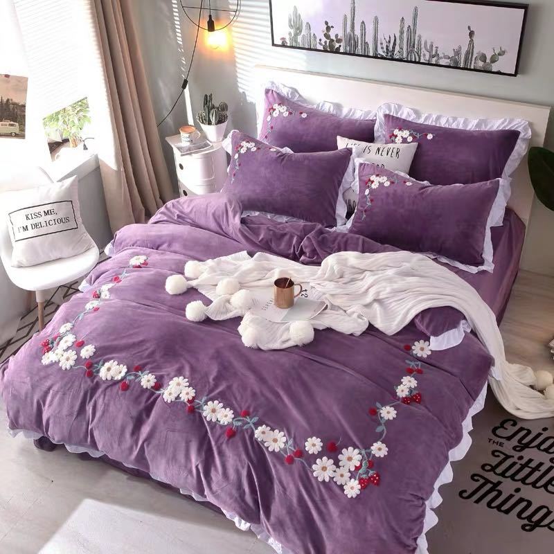 A024429ワイドダブル ベッド用品4点セット 寝具 ボックスシーツ　枕カバー掛け布団カバー ベッドカバー 別サイズあり