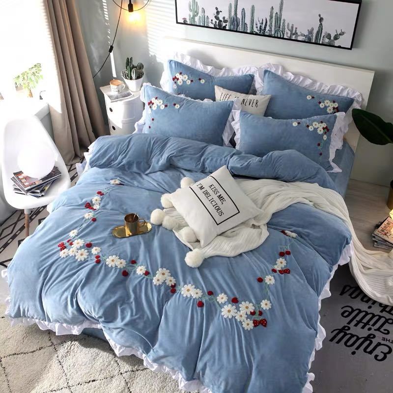 A023109ワイドダブル ベッド用品4点セット 寝具 ボックスシーツ 枕カバー掛け布団カバー ベッドカバー 別サイズあり．