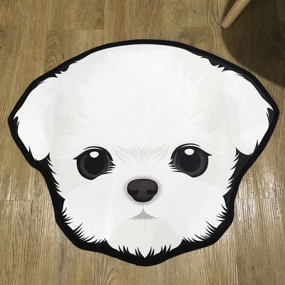 A008227ラグマット リビングマット 玄関マットカーペット．お風呂マット 犬柄雑貨 80cm．マルチーズ