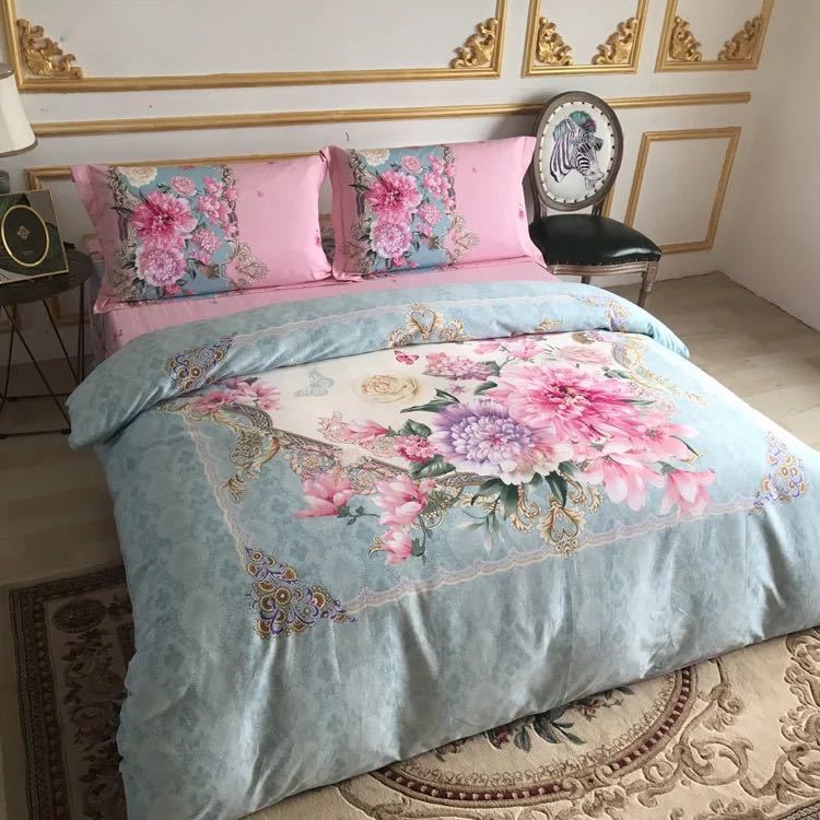 Futon Covers - A017388ワイドダブル ベッド用品4点セット 寝具 ボックスシーツ　枕カバー掛け布団カバー ベッドカバー 別サイズあり