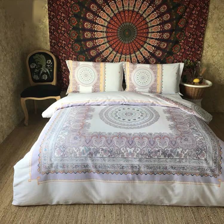 A028258ワイドダブル ベッド用品4点セット 寝具 ボックスシーツ 枕カバー掛け布団カバー ベッドカバー 別サイズあり．