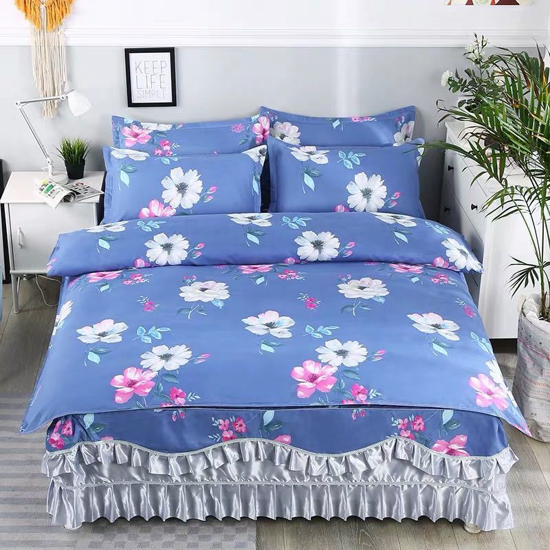 A012513ワイドダブル ベッド用品4点セット ．寝具 ボックスシーツ　枕カバー掛け布団カバー ベッドパッ..