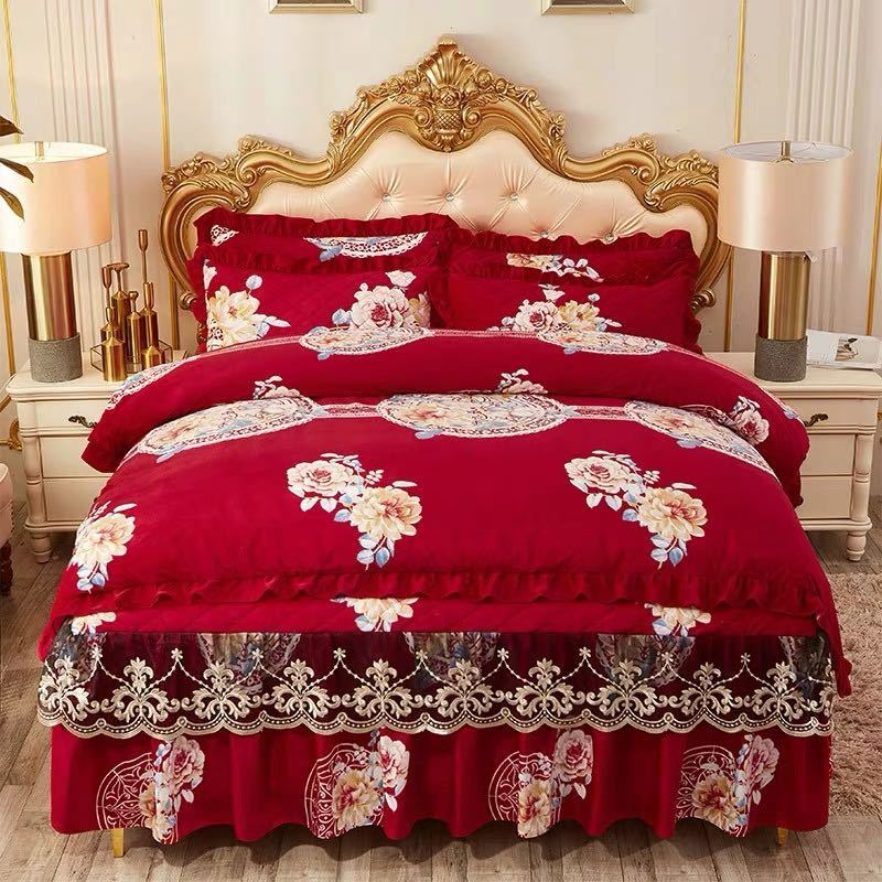 A042991高級ワイドダブル ベッド用品4点セット 寝具 ボックスシーツ　枕カバー掛け布団カバー ベッドカ..