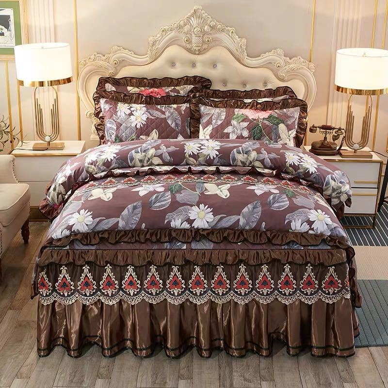 A027006高級ワイドダブル ベッド用品4点セット ．寝具 ボックスシーツ　枕カバー掛け布団カバー ベッド..