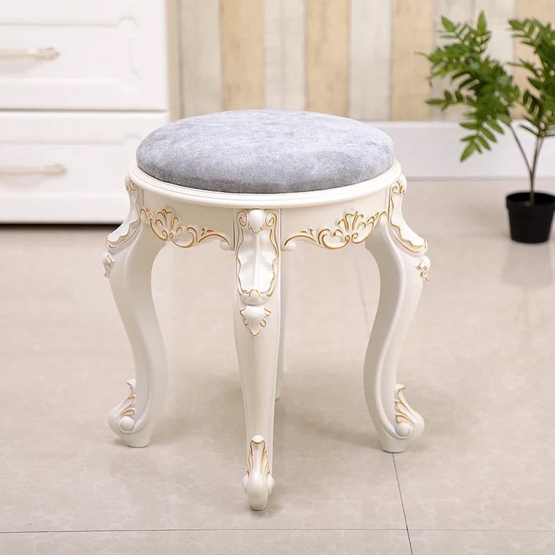 A046933豪華姫系スツール 布刺繍ソファスツール ．インテリア 猫脚 イス チェアー