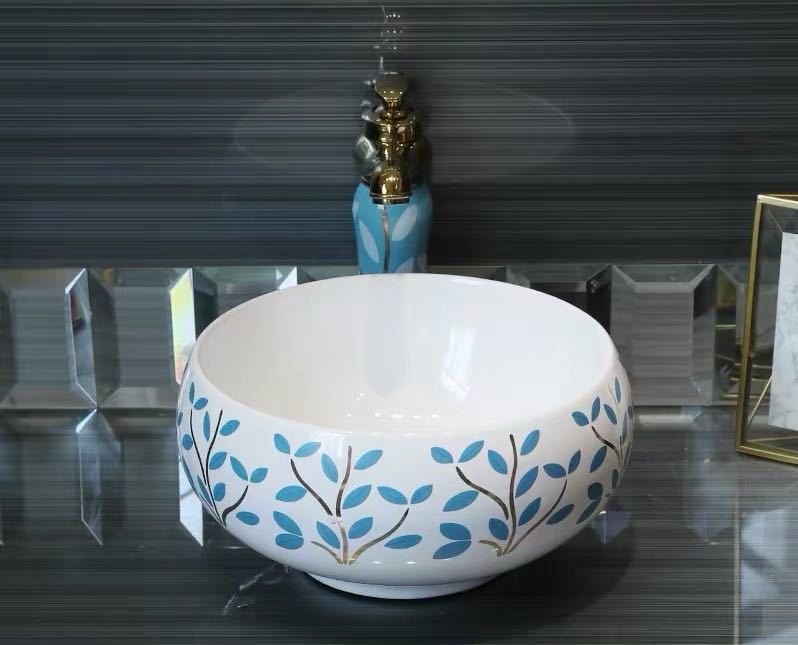 A028262洗面台 洗面ボウルセット 洗面ボール 陶器 手水鉢 手洗器 手洗い鉢 洗面器 蛇口 排水金具付き