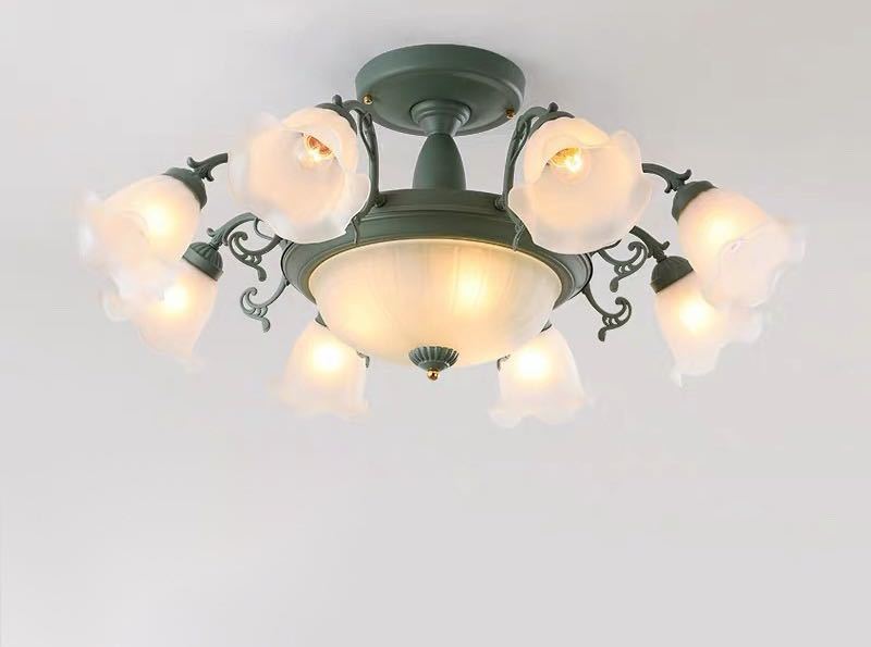 Lighting - A057522天井照明 ペンダントライト 洋風照明．シャンデリア　北欧デザイン シーリングライト不可 緑 電源直結タイプ