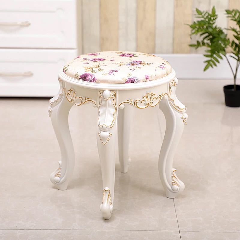 A045588豪華姫系スツール 布刺繍ソファスツール インテリア 猫脚 イス チェアー