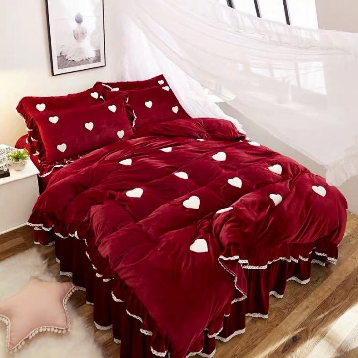 絨ワイドダブル ベッド用品4点セット 寝具 ボックスシーツ．枕カバー掛け布団カバー ベッドパッド 別サイズあり