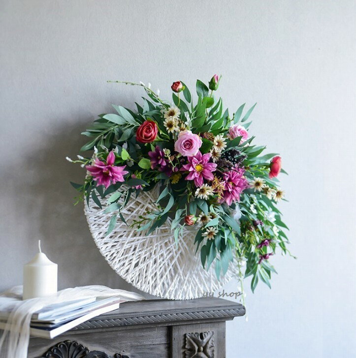 A0273690920T2-1壁飾り 人工観葉植物 壁掛けインテリア ディスプレイ 壁掛けミックスグリーン 造花 壁..