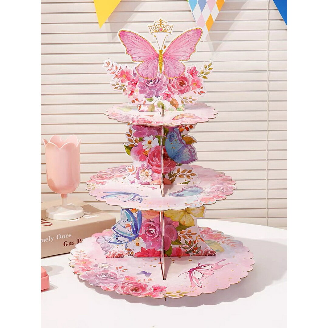 蝶フラワーケーキスタンド バタフライカップケーキスタンド スイーツスタンド誕生日