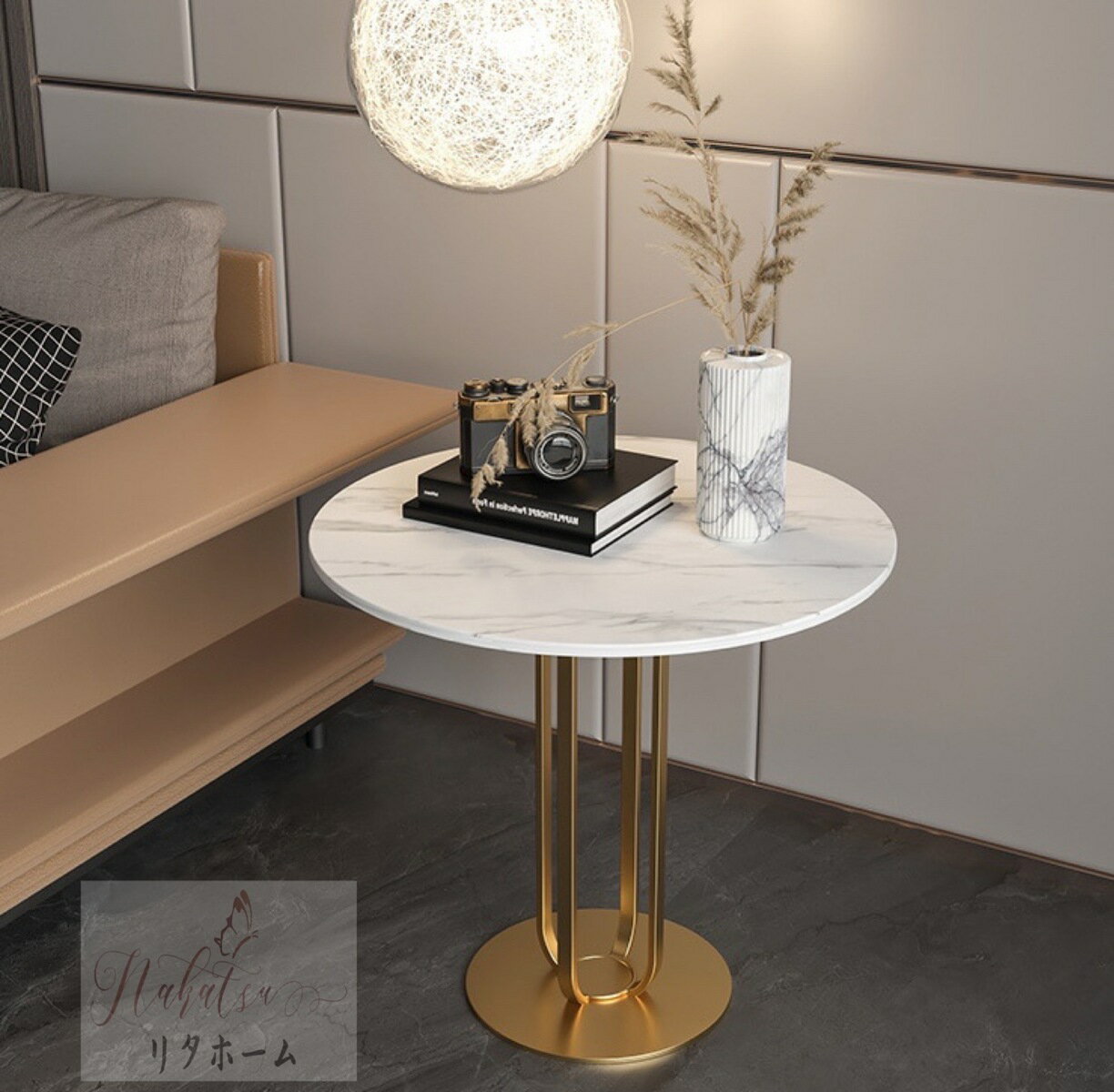 Side Tables - A001167高級感サイドテーブル インテリア テーブル リビング 寝室ゴールド 花台 飾り台 大理石風