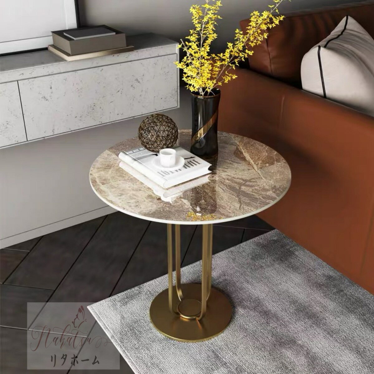 A001170高級感サイドテーブル インテリア テーブル リビング 寝室ゴールド 花台 飾り台 人造大理石