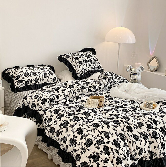 A001419BS19冬用フランネル寝具 ワイドダブル ベッド用品4点セット ボックスシーツ