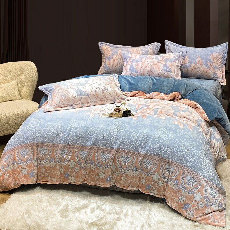 A001266BS38冬用フランネル寝具 ワイドダブル ベッド用品4点セット ボックスシーツ