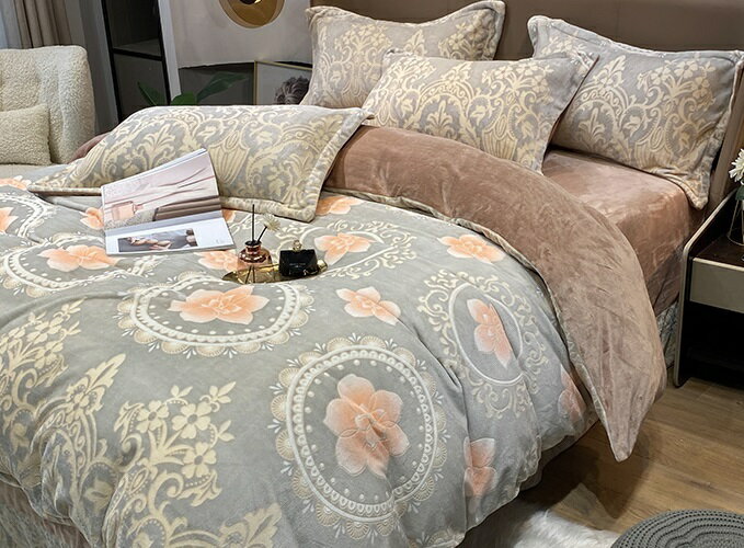 A001278BS38冬用フランネル寝具 ワイドダブル ベッド用品4点セット ボックスシーツ