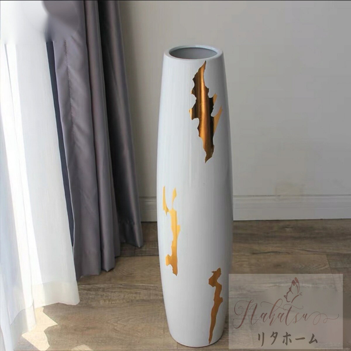 リタハウス 楽天市場店のA001804大型鉢 室内フラワーベース 花瓶 花器 造花 部屋飾りセット　大型置物 室内装飾｜アングル2