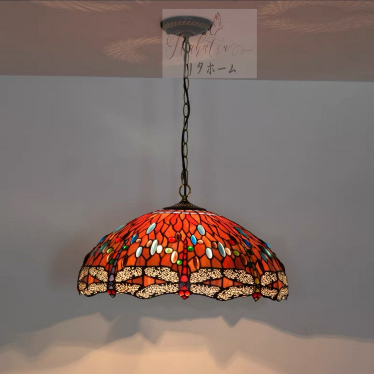 Vaulted Ceiling - A002236高級感ステンドグラス.ペンダントライト豪華天井照明ステンドグラスランプガラス工芸品 電源直結タイプ