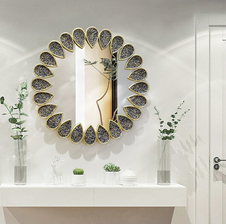 A002287M13壁掛け鏡 部屋飾り 壁掛け 壁掛けミラー ウォールミラー 高級豪華鏡 鉄工芸品 洗面鏡