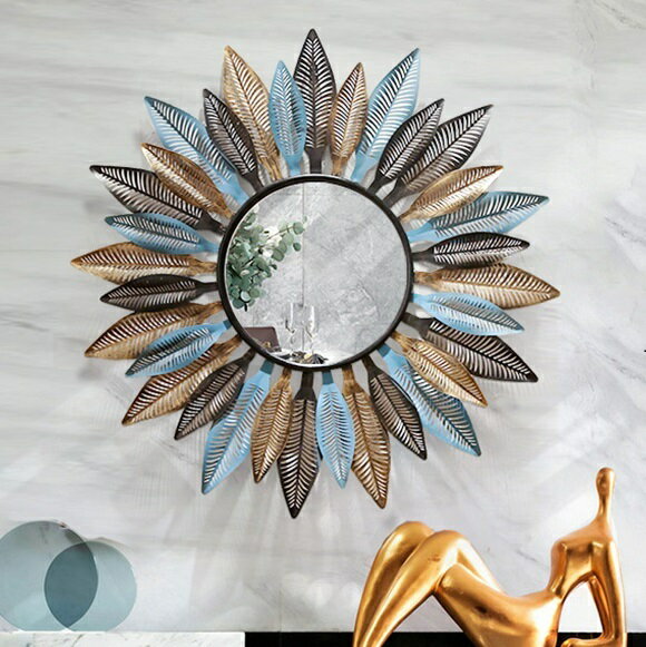 A002309M29壁掛け鏡 部屋飾り 壁掛け 壁掛けミラー ウォールミラー 高級豪華鏡 鉄工芸品 アンティーク調