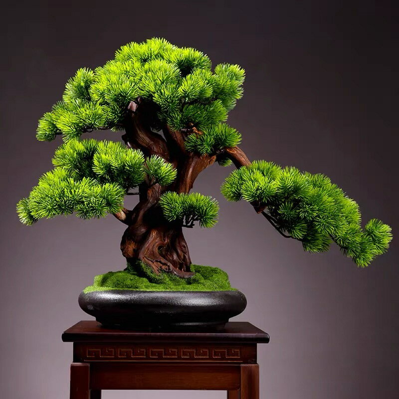 A051336インテリアグリーン 高級模造迎客松盆栽 置物 禅意迎客松盆栽装飾品 人工観葉植物