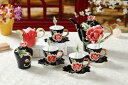 A002344花柄ティーカップ セット 陶器 高級感 カップ&ソーサー 4客コーヒーカップ 牡丹