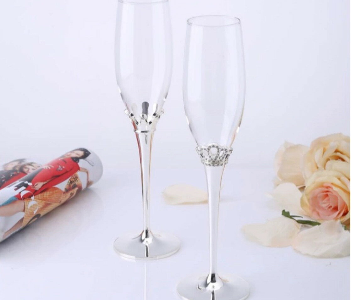 A002487上品ワイングラス ペア★レア 豪華カップ シャンパン グラス キラキラ