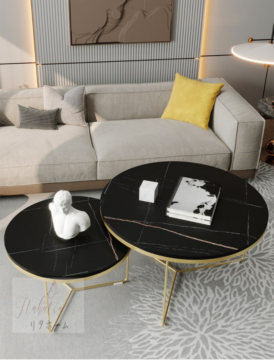 A002523高級サイドテーブル．コンソールテーブル 玄関テーブル 飾り台 ローテーブル リビングテーブ 2点セット