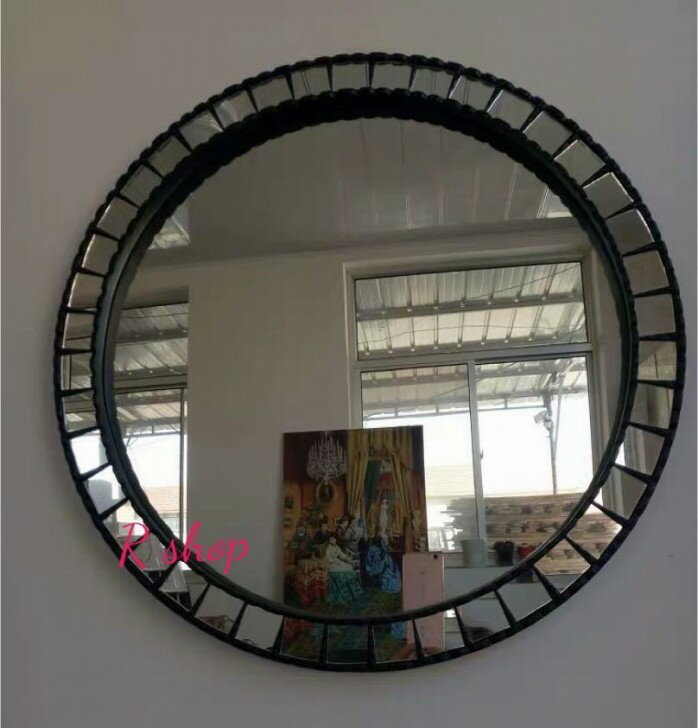 Aミラー吊鏡 ．壁掛け鏡 壁掛けミラー 豪華ウォールミラ 高級豪華鏡 アンティーク調 65cm