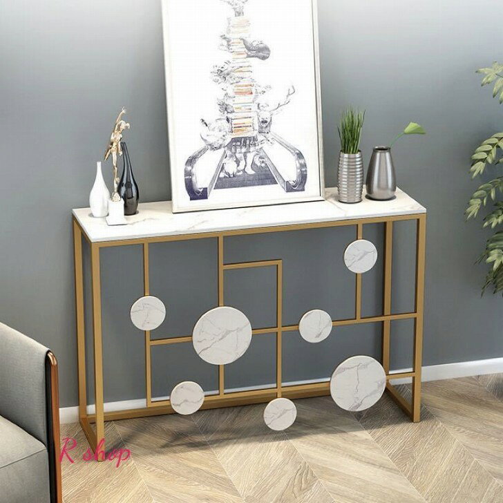 A014387高級サイドテーブル ．コンソールテーブル 人造大理石玄関テーブル 花台 電話台 アンティーク調..