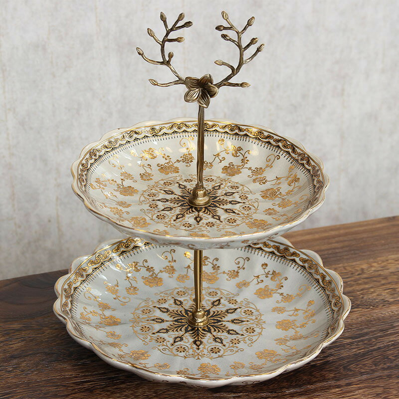 CA9ケーキ スタンド プレート 2段セット アフタヌーンティー フルーツ トレー 皿 果物皿 盛り皿 お菓子皿
