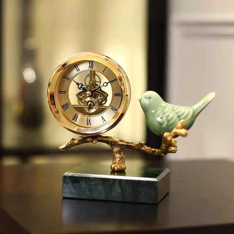 20220729-49　復古置時計 高級置物 美しい 静音置時計 大理石 高級置き時計
