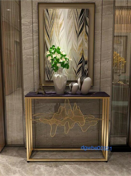 A028626コンソールテーブル ．玄関テーブル 花台 電話台 アンティーク調デザイン幅100cm 高級人造大理石サイドテーブル