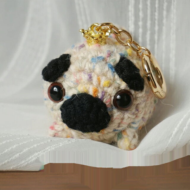 A018150パグ チャーム　ハンドメイド パグ雑貨　pug キーホルダー