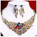 A018165ウェディングアクセサリー ジュエリーキラキラ ネックレス イアリング 2点セット