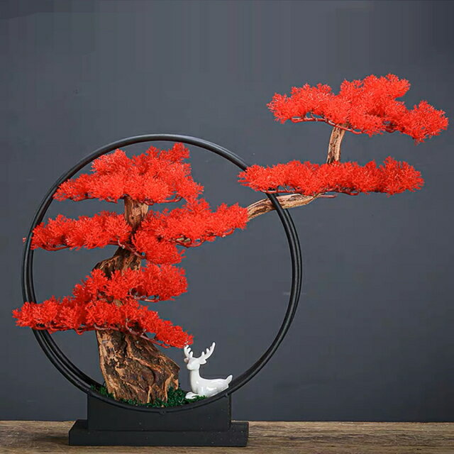 A018377インテリアグリーン 模造迎客紅葉 もみじ 置物 禅意 盆栽装飾品 人工観葉植物