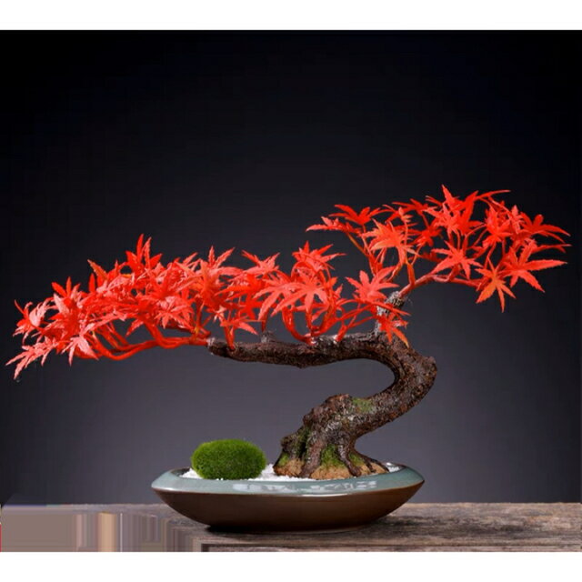 A018404インテリアグリーン 模造迎客紅葉 もみじ 置物 禅意 盆栽装飾品 人工観葉植物