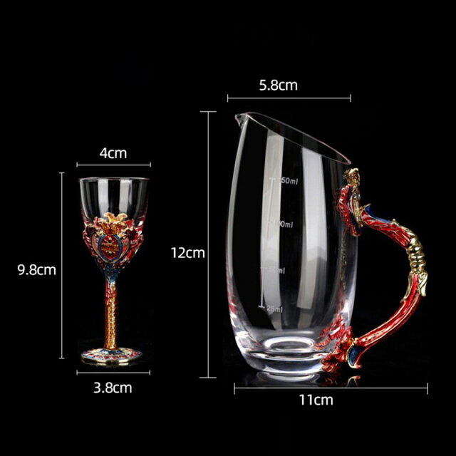 A018561高級ガラス 冷酒用 酒器セット 上品ミニワイングラス 7点セット