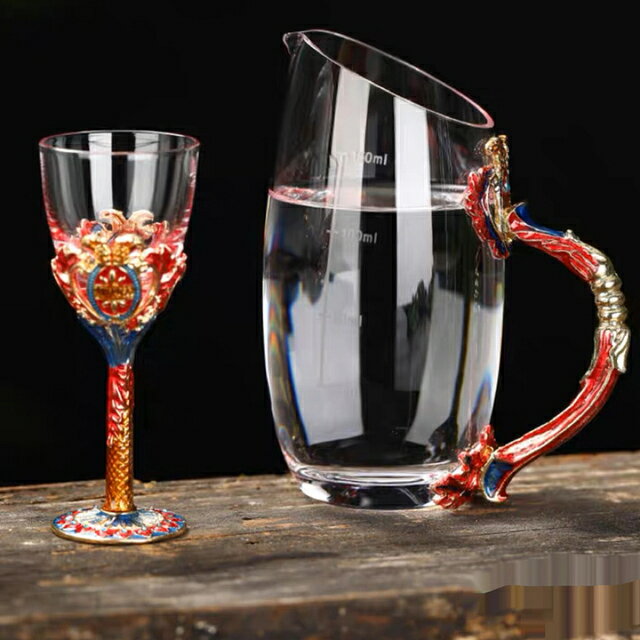 A018561高級ガラス 冷酒用 酒器セット 上品ミニワイングラス 7点セット