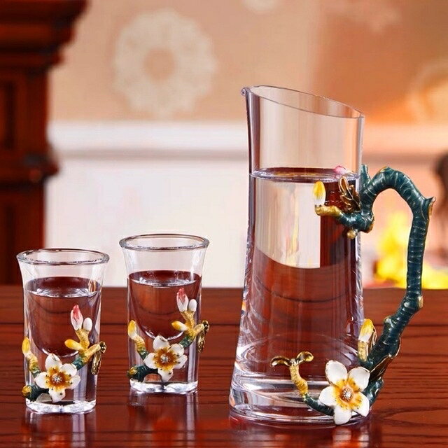 A018564高級ガラス 冷酒用 酒器セット 上品ミニワイングラス 5点セット