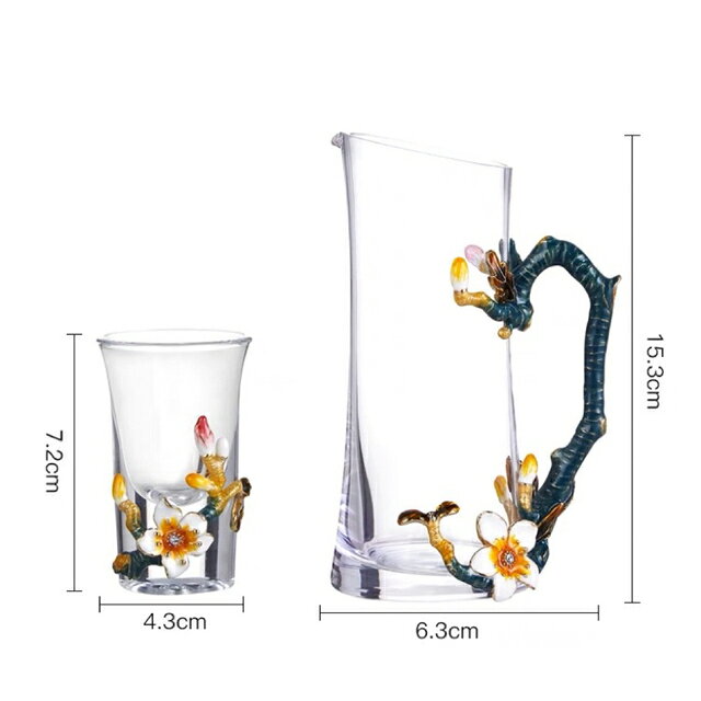 A018564高級ガラス 冷酒用 酒器セット 上品ミニワイングラス 5点セット