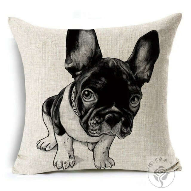 A018855癒し系　クッションカバー45×45cmクッション フレンチブルドッグカバー 雑貨