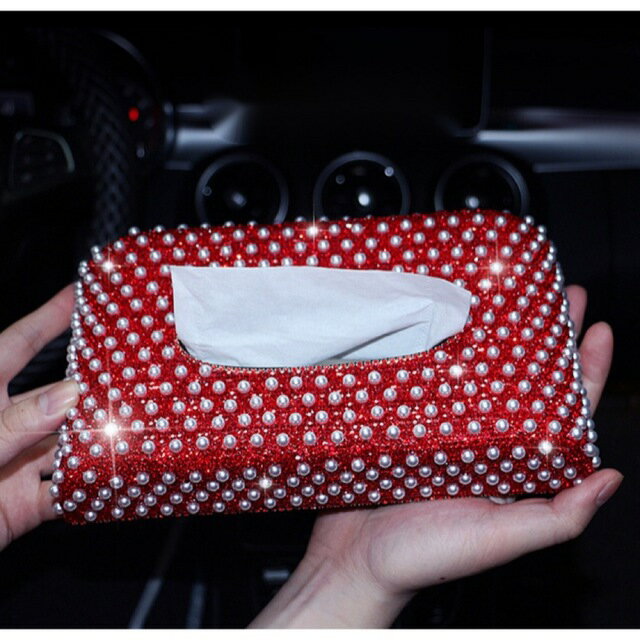 A018907ラインストーン飾り 高級感 上品ティッシュケース  車用 キラキラ [2]