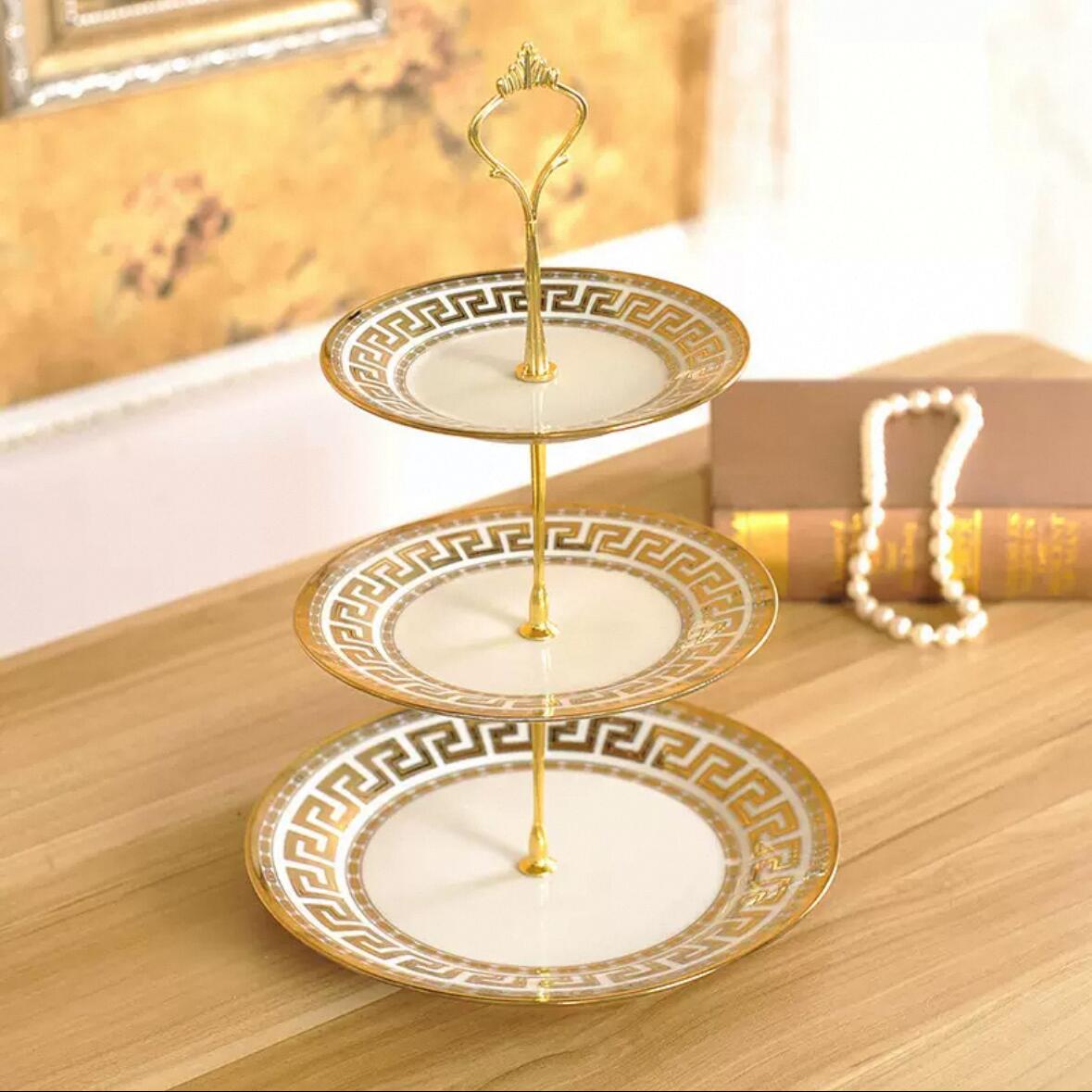 A064069ケーキスタンド プレート 3段セット アフタヌーンティー フルーツ トレー 皿