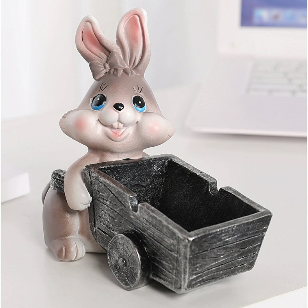 A020803卓上灰皿 卓上収納　小物入れ　うさぎ雑貨 キーケース　置物 兎