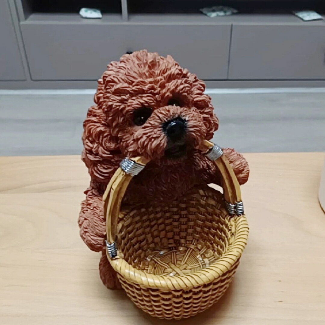 A020838テディドッグ置物 小物入れドッグ 犬 収納ボックス 卓上収納 かご 小物入れ