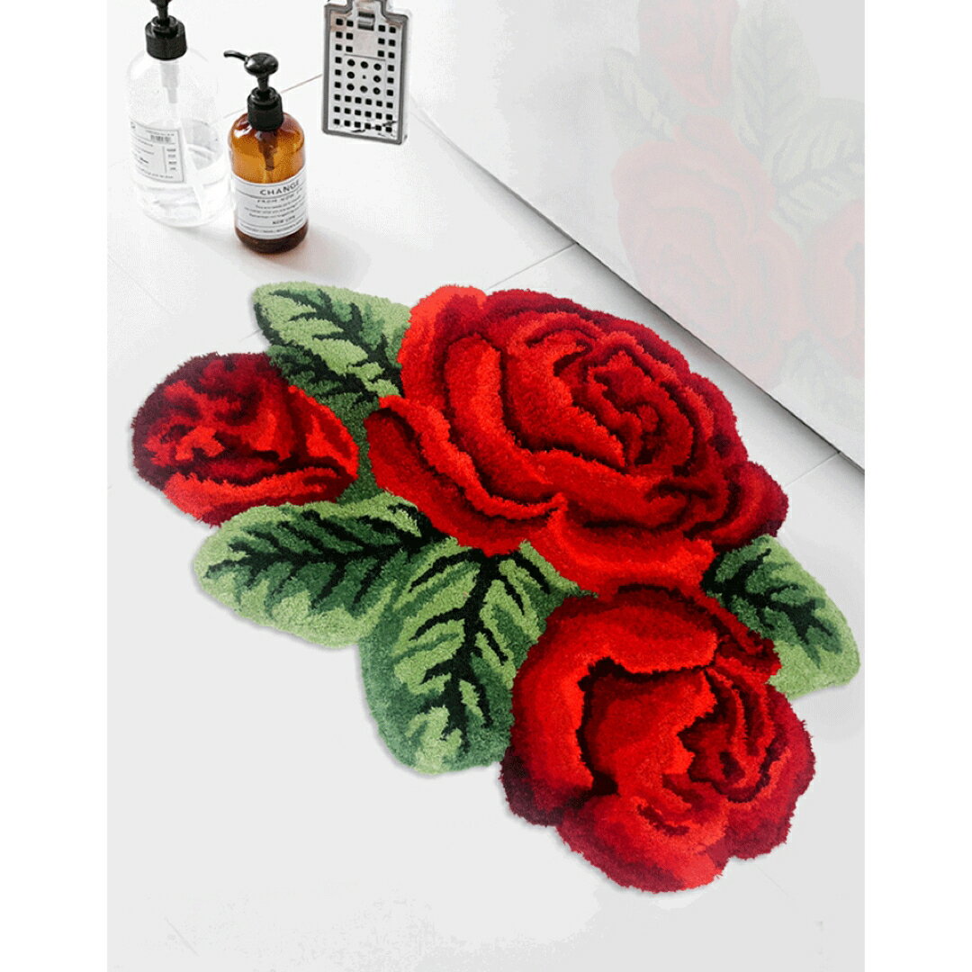 Door Mats - A020883ラグマット リビングマット バラ玄関マット．カーペット薔薇雑貨