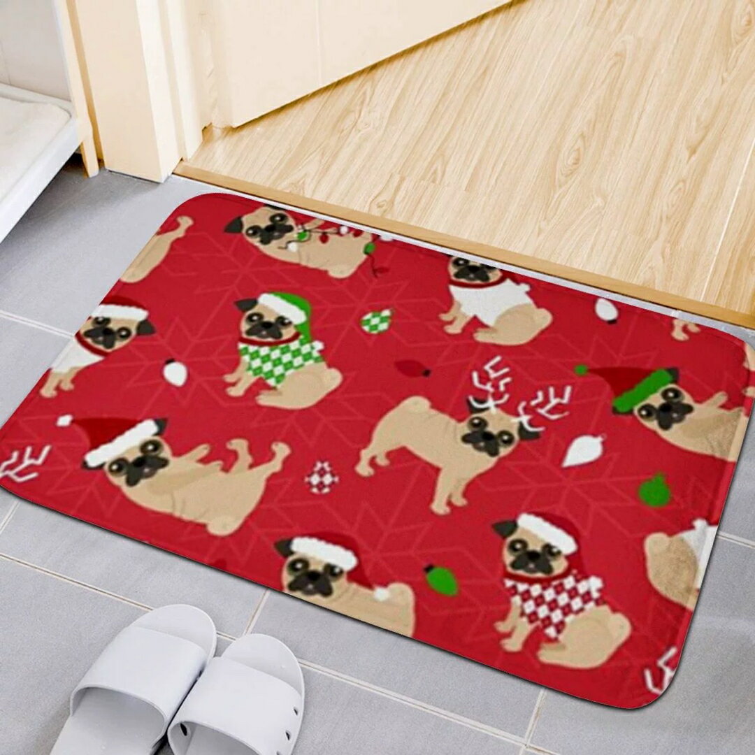 A020979ラグカーペット お風呂マット　ラグマット 40x59cm 玄関マット　パグ雑貨(3.0)