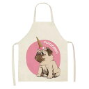 A021006パグ エプロン カフェエプロン 母の日 保育士 配膳用品 飲食店 作業用 犬柄L