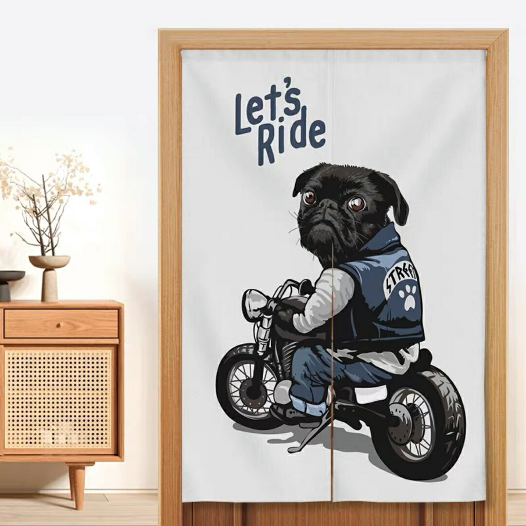 Rakuten - A021096パグ のれん ロング 暖簾PUG犬柄 イヌ 間仕切り 洋風 おしゃれ パグ雑貨